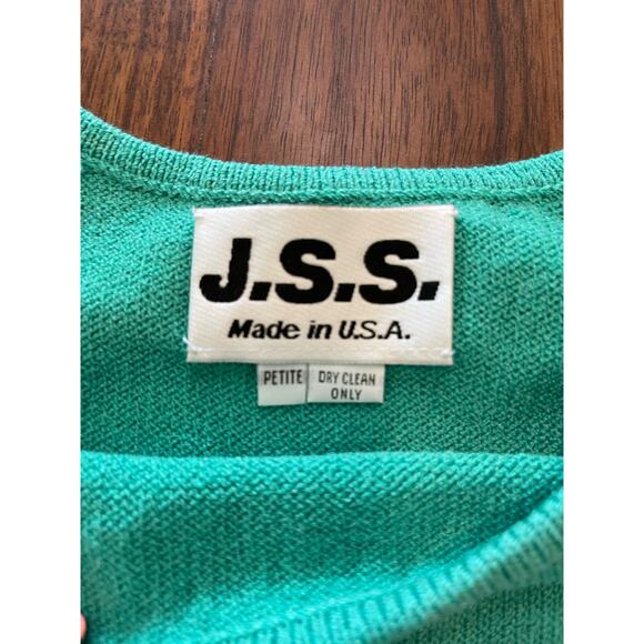Vintage Jss women’s knit ware suit blazer & tank petite S green / white striped - Picture 11 of 16